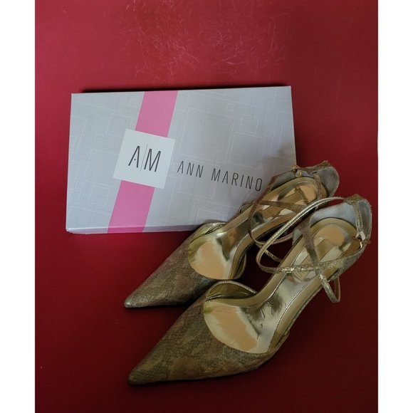 An Marino Shiny Star Metallic Python MLT Gold Size 8 High Heel Shoes - Picture 4 of 7